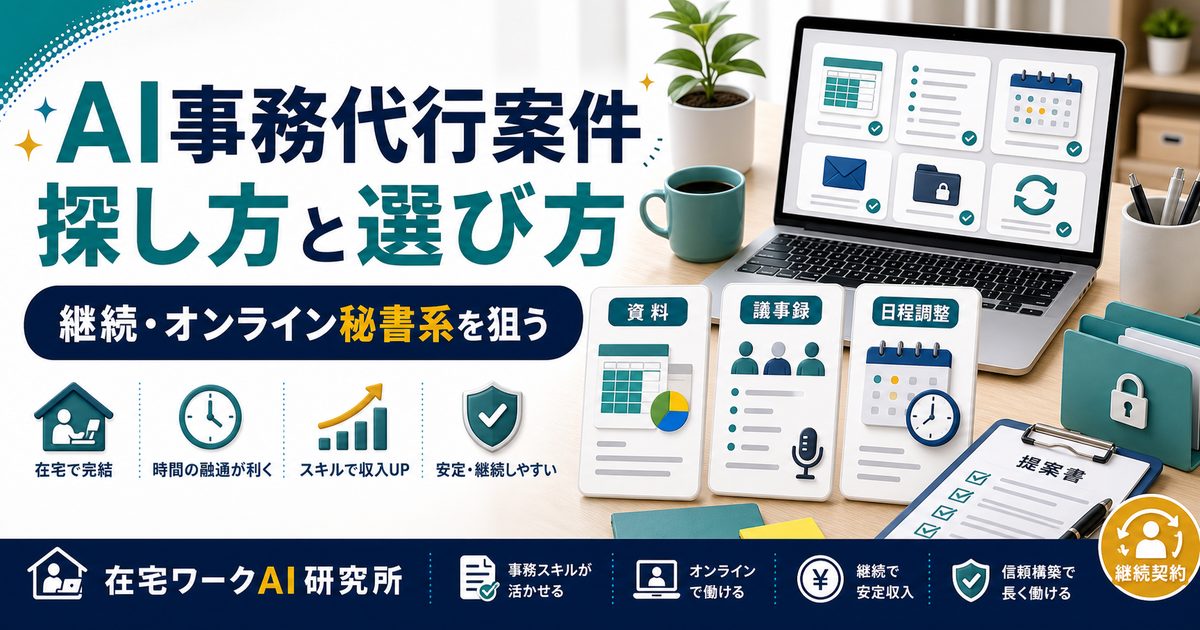 AI事務代行案件の探し方を説明するアイキャッチ