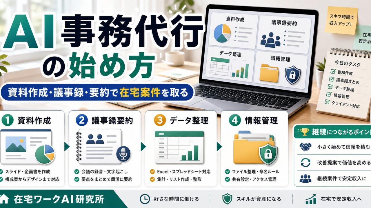 AI事務代行の始め方を整理した在宅ワークAI研究所のアイキャッチ画像