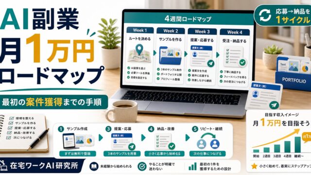 AI副業で月1万円を目指すロードマップのアイキャッチ画像