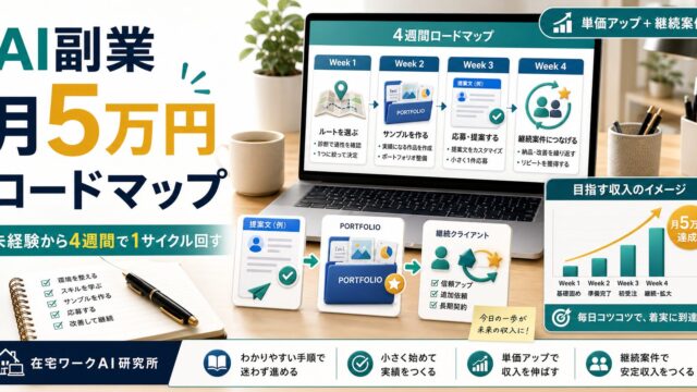 AI副業で月5万円を目指す4週間ロードマップのアイキャッチ画像