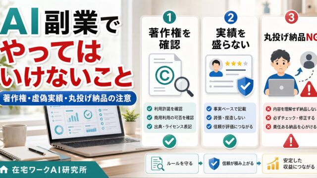 AI副業でやってはいけないことを整理した在宅ワークAI研究所のアイキャッチ画像