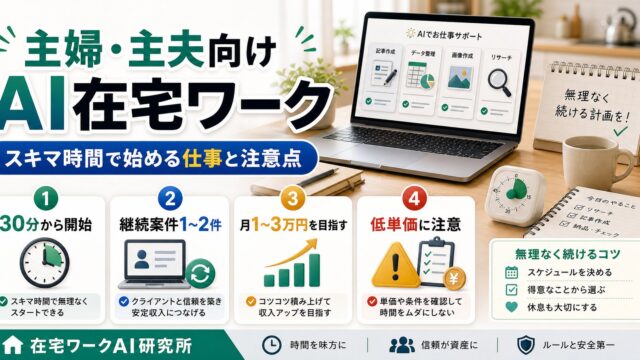 主婦・主夫向けAI在宅ワークを整理した在宅ワークAI研究所のアイキャッチ画像
