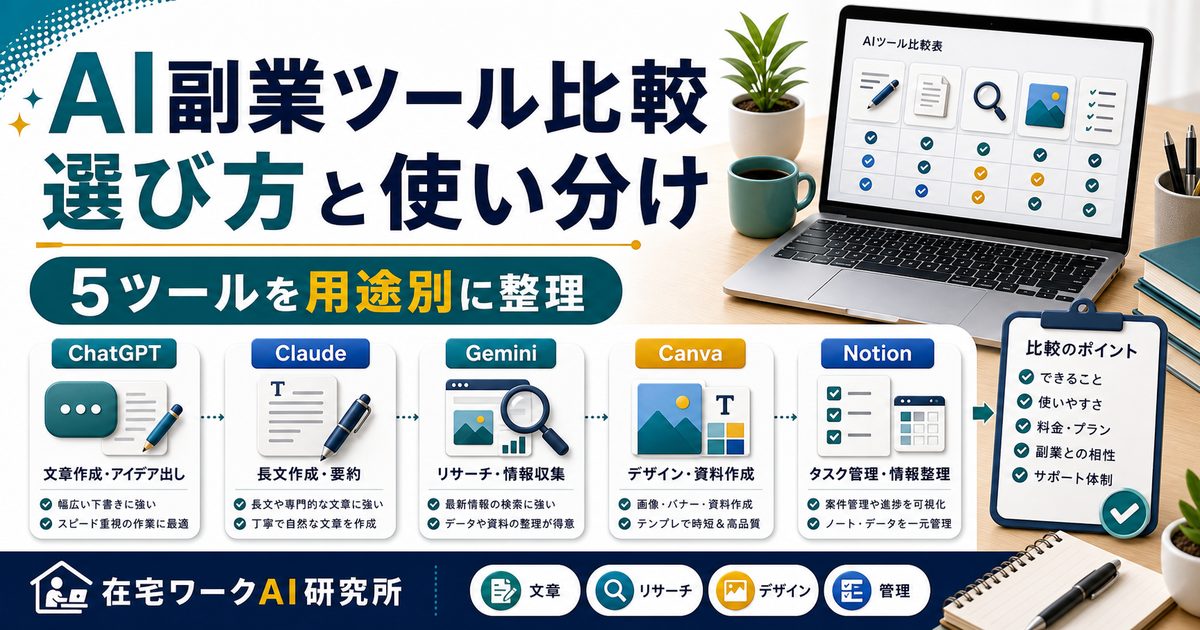 AI副業ツール比較を説明するアイキャッチ
