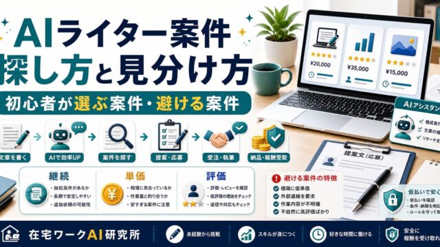AIライター案件の探し方を説明するアイキャッチ