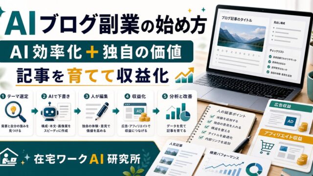 AIブログ副業の始め方を説明するアイキャッチ