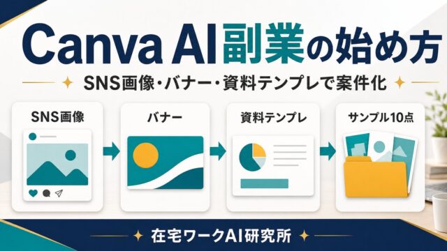 Canva AI副業の始め方を説明する在宅ワークAI研究所のアイキャッチ画像