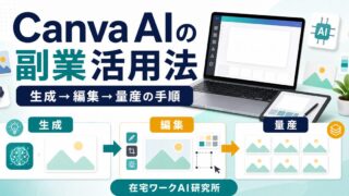Canva AIの副業活用法を説明するアイキャッチ
