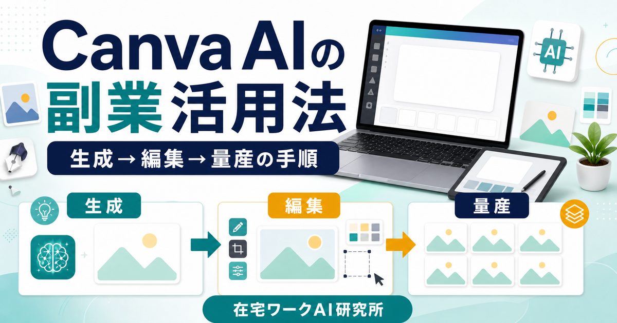 Canva AIの副業活用法を説明するアイキャッチ