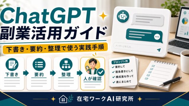 ChatGPT副業活用ガイドを説明する在宅ワークAI研究所のアイキャッチ画像