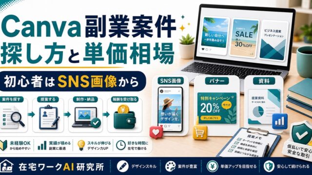 Canva副業案件の探し方と単価相場を説明するアイキャッチ