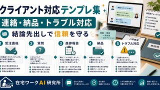 クライアント対応メッセージテンプレ集を説明するアイキャッチ