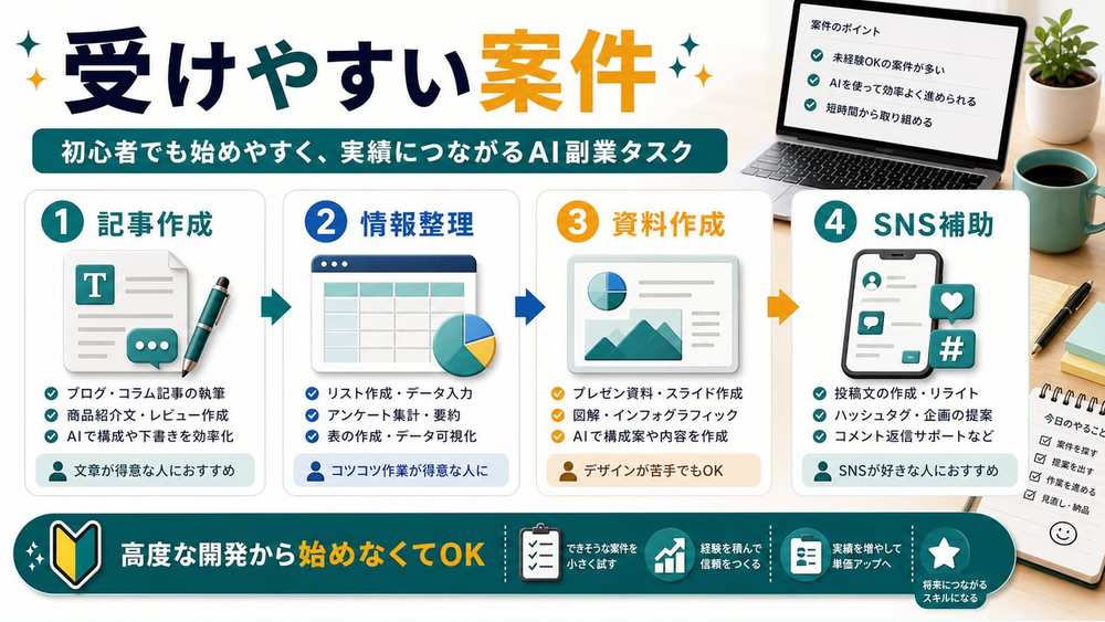 ランサーズで受けやすいAI副業案件を整理した図解