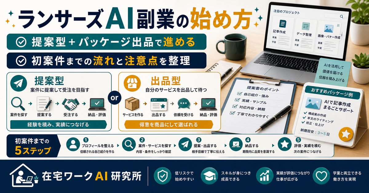 ランサーズでAI副業を始める方法を説明するアイキャッチ