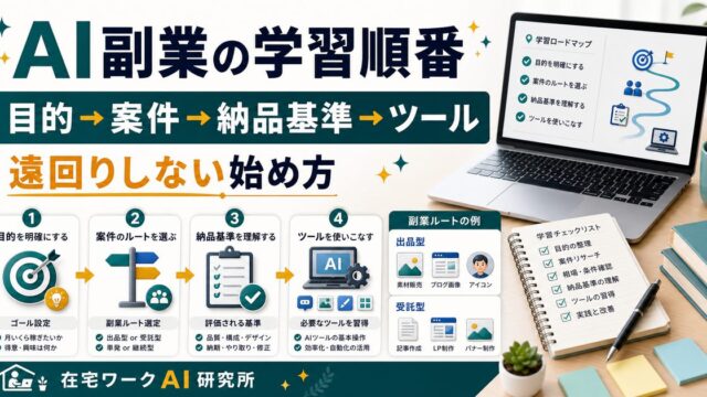 AI副業の学習順番を説明するアイキャッチ
