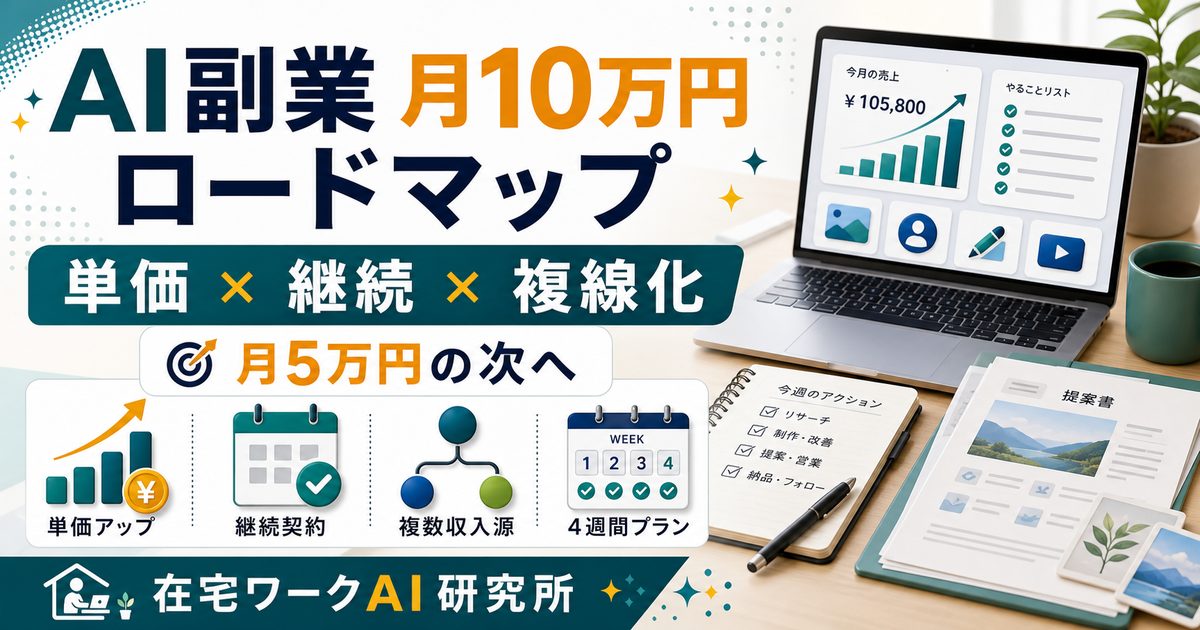 AI副業で月10万円を目指すロードマップのアイキャッチ