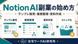 Notion AI副業の始め方を説明する在宅ワークAI研究所のアイキャッチ画像