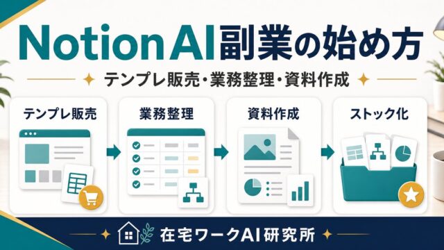 Notion AI副業の始め方を説明する在宅ワークAI研究所のアイキャッチ画像