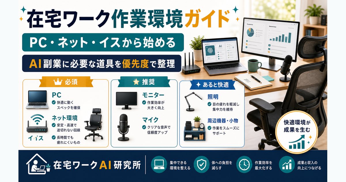 在宅ワークの作業環境を説明するアイキャッチ