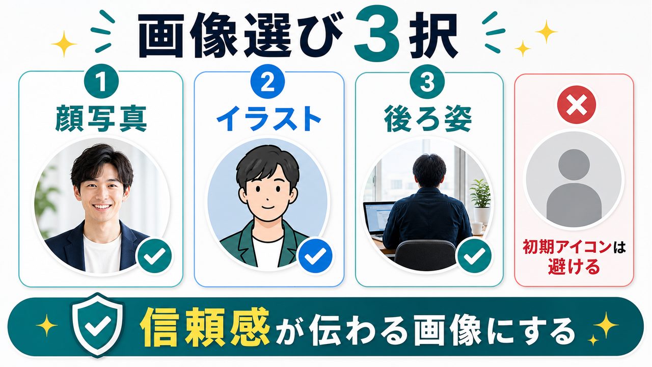 プロフィール画像の選び方を説明する図解