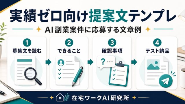 実績ゼロ向け提案文テンプレを説明する在宅ワークAI研究所のアイキャッチ画像