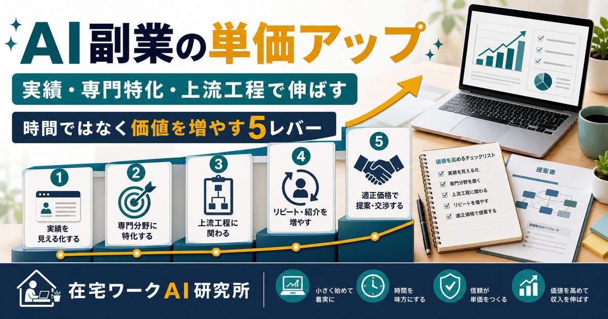 AI副業の単価アップ方法を説明するアイキャッチ