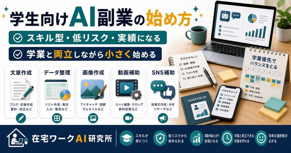 学生向けAI副業の始め方を説明するアイキャッチ