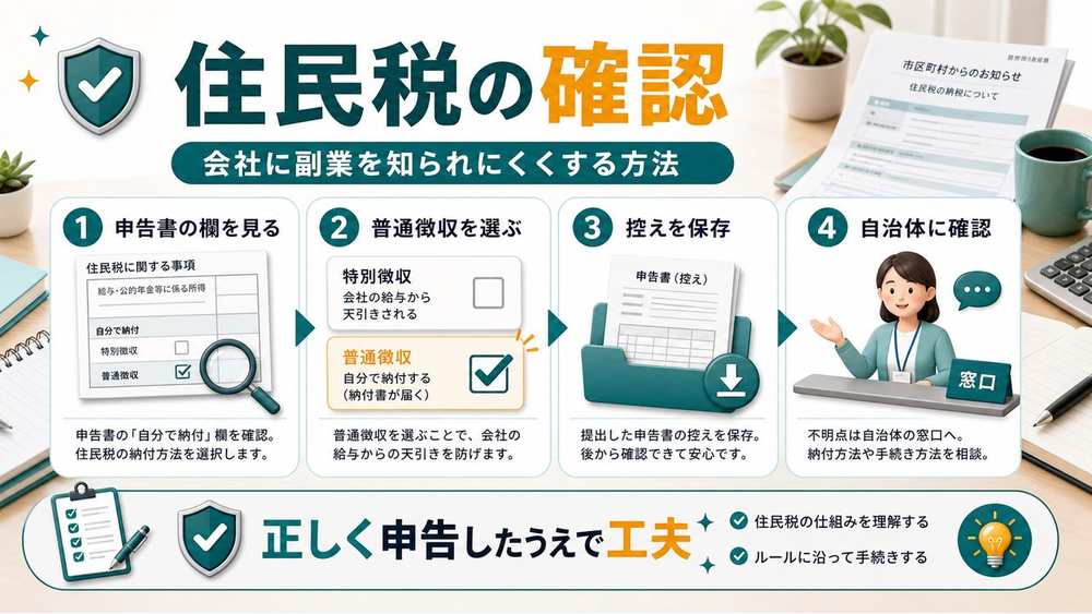 住民税の確認ポイントを説明する図解
