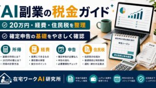 AI副業の税金と確定申告の基礎を説明するアイキャッチ