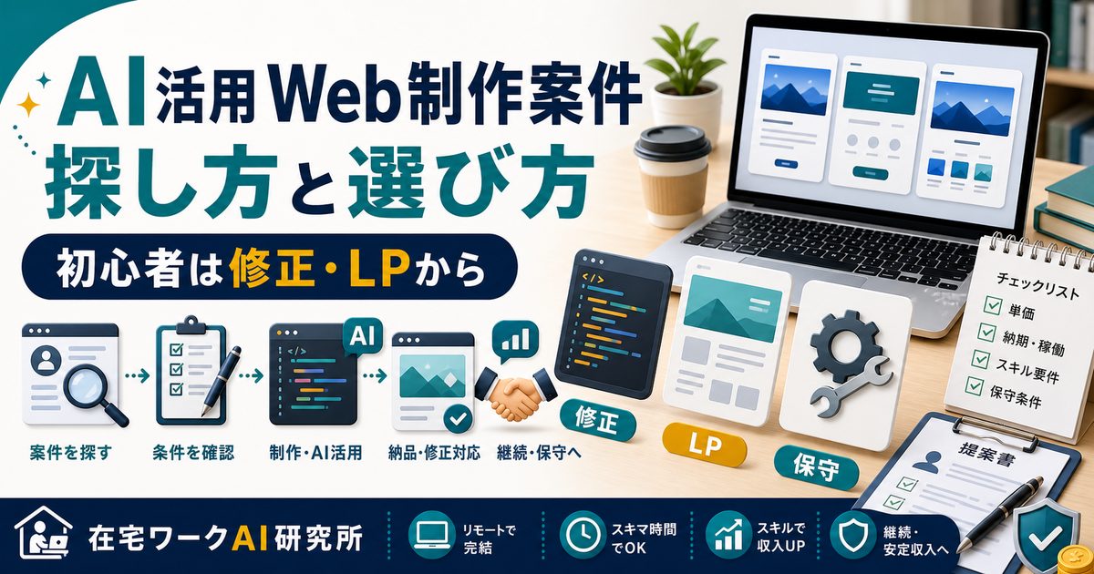 AI活用Web制作案件の探し方を説明するアイキャッチ
