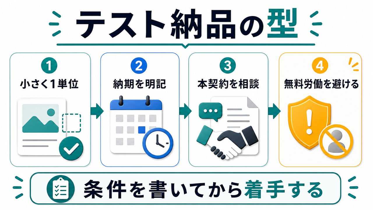 テスト納品提案の安全な進め方を説明する図解
