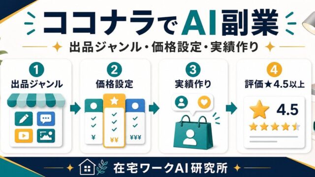 ココナラでAI副業を始める方法を説明する在宅ワークAI研究所のアイキャッチ画像