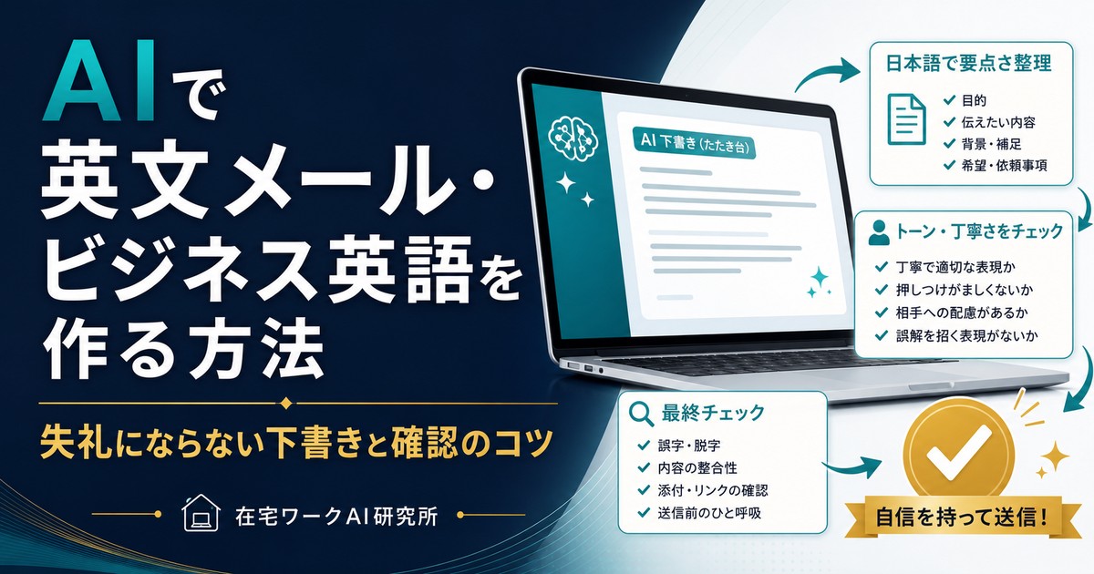 AIで英文メールとビジネス英語を作る流れを示すアイキャッチ画像