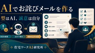 AIでお詫びメールの型を整え誠意は自分の言葉で込める流れを示すアイキャッチ