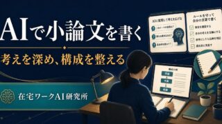 AIで小論文や作文の考えを深め構成を整え自分の言葉で書く流れを示すアイキャッチ