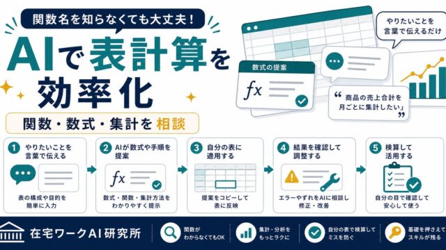 AIでExcel・スプレッドシートを効率化する方法｜関数・数式・集計をChatGPTで時短