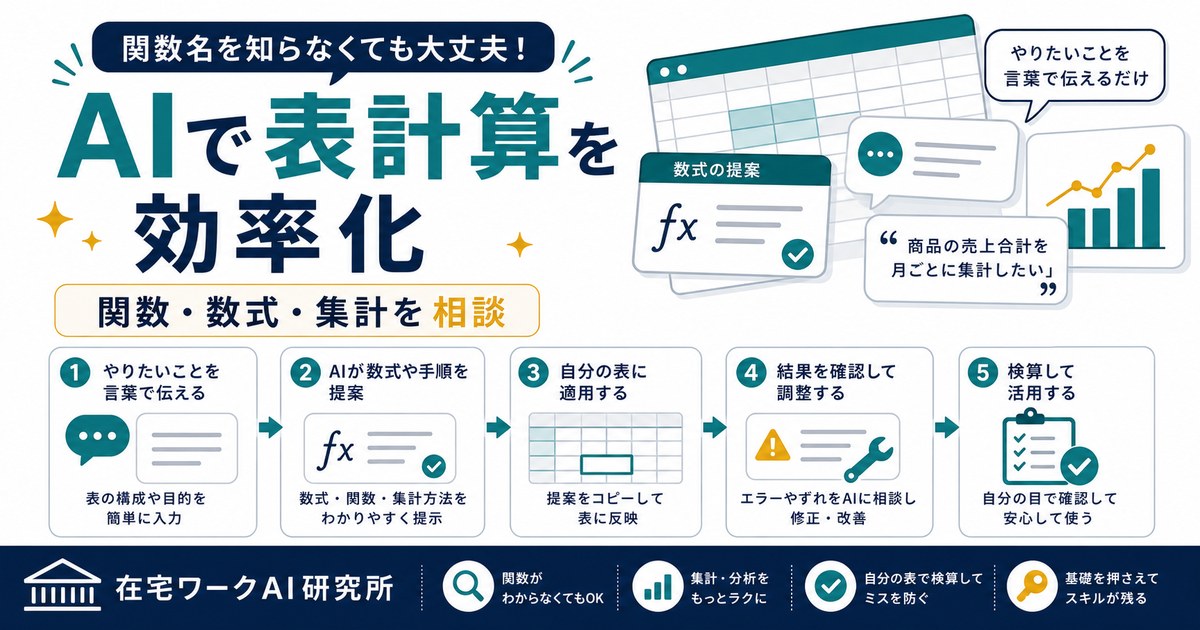 AIでExcel・スプレッドシートを効率化する方法｜関数・数式・集計をChatGPTで時短