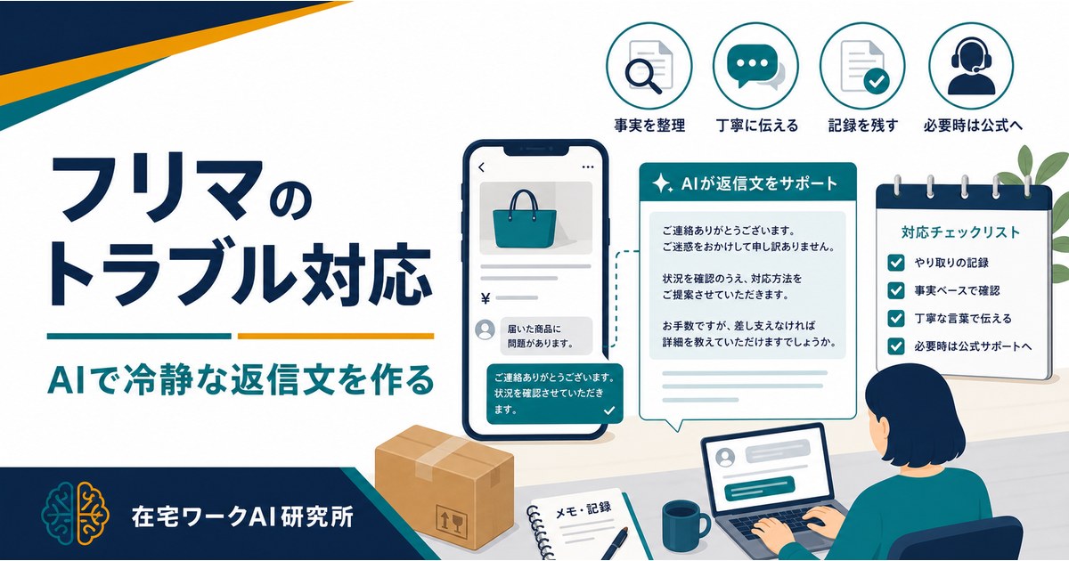 メルカリ・フリマのトラブル対応のコツ｜返品・クレーム・取引メッセージをAIで冷静に