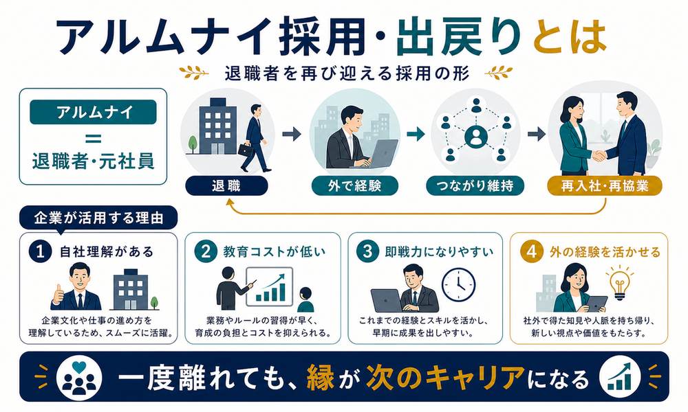 アルムナイ採用と出戻り転職の意味を説明する図解