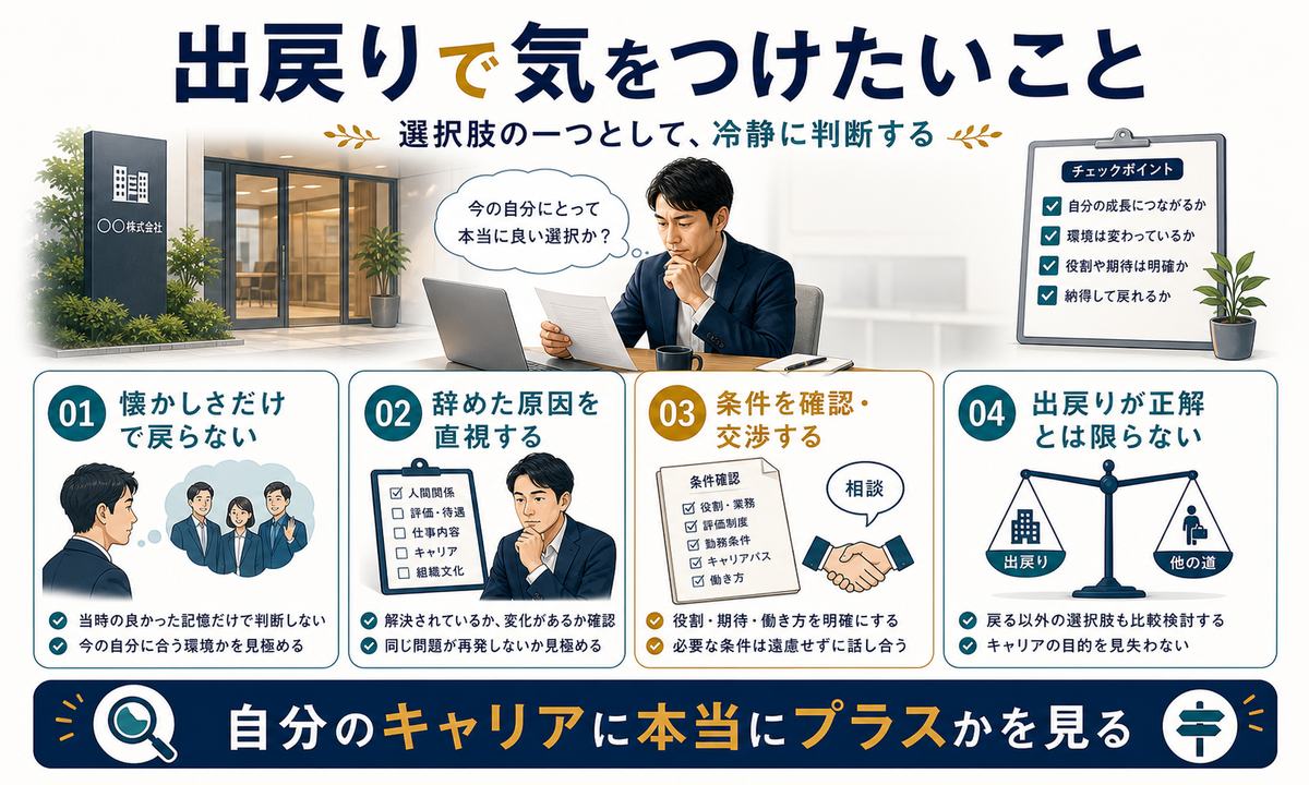 出戻り転職で気をつけたいことを整理した図解