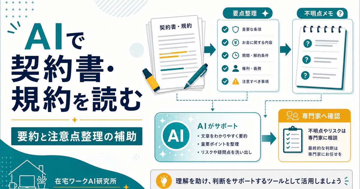 AIで契約書・規約を読む方法｜難しい条文を要約・チェックするときの注意点