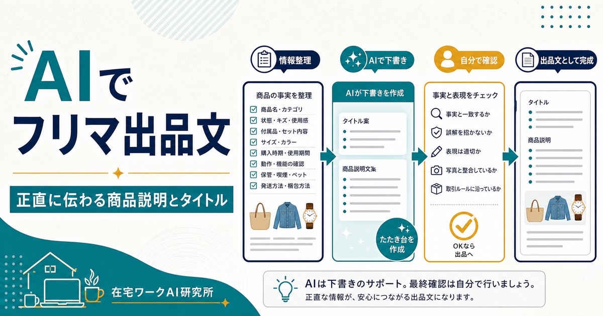 AIでメルカリ・フリマの出品文を作る方法｜売れる商品説明とタイトルのコツ