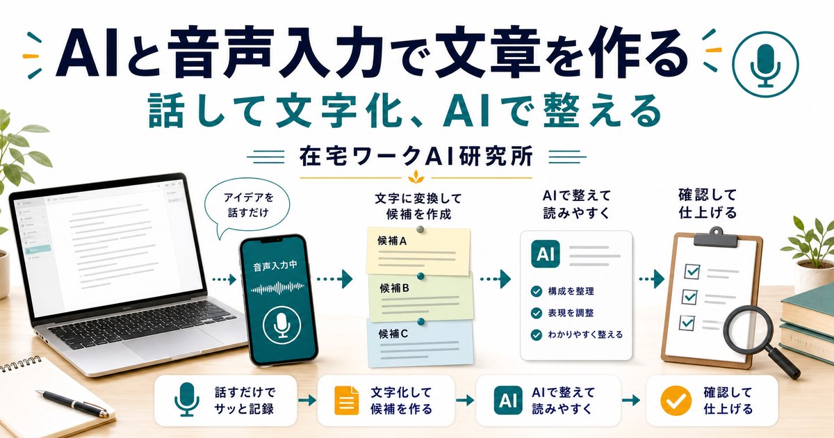 AIと音声入力で文章を作る方法｜話すだけで文章化・整える時短テクニック