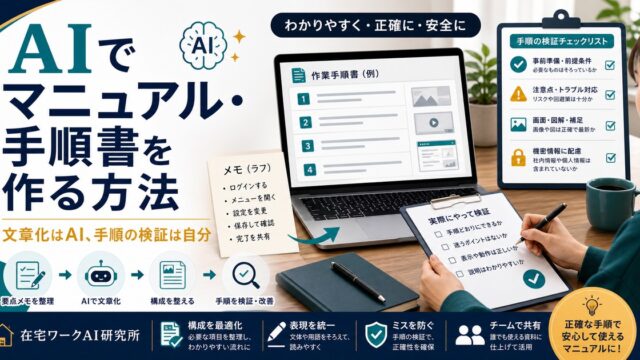 AIでマニュアルと手順書を文章化し手順を検証する流れのアイキャッチ画像