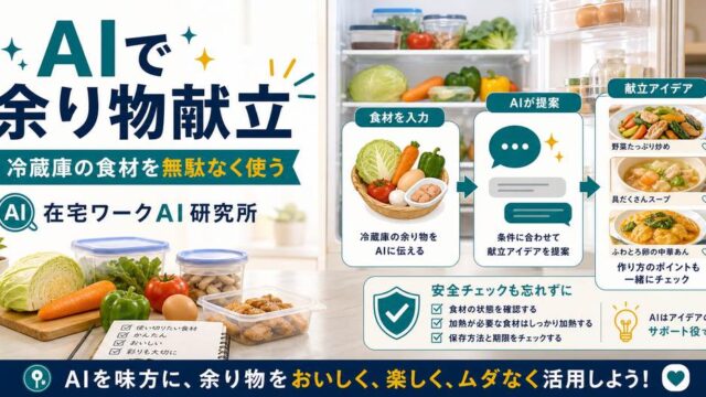 AIで冷蔵庫の余り物から献立を作る方法｜食材を無駄にしない時短レシピ相談