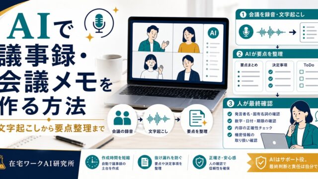 AIで議事録と会議メモを文字起こしから要点整理まで進める流れのアイキャッチ画像