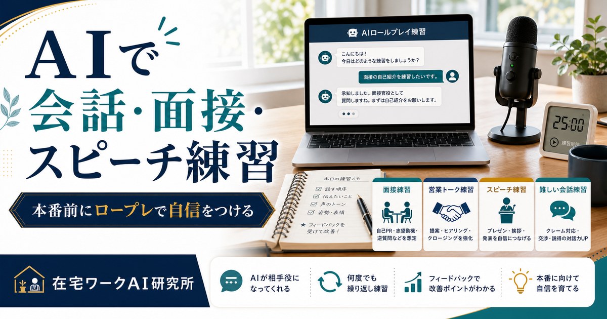 AIで会話・面接・スピーチをロープレ練習する方法のアイキャッチ