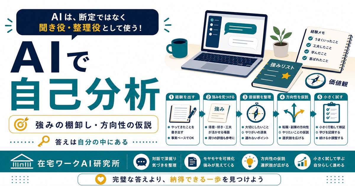 AIで自己分析する方法｜強みの棚卸しから副業・転職の方向性を見つける