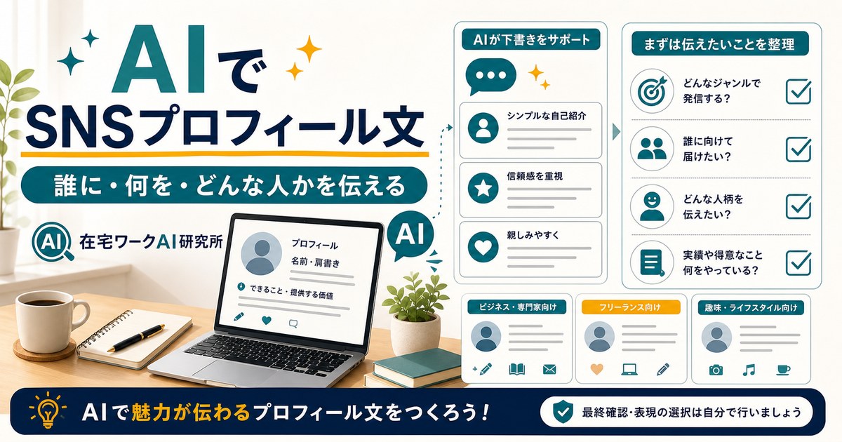 AIでSNSプロフィール文を作る方法｜X・Instagramの自己紹介を魅力的にするコツ