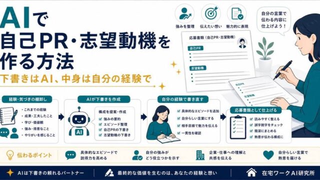 AIで自己PRと志望動機の下書きを作り自分の経験で仕上げる流れのアイキャッチ画像