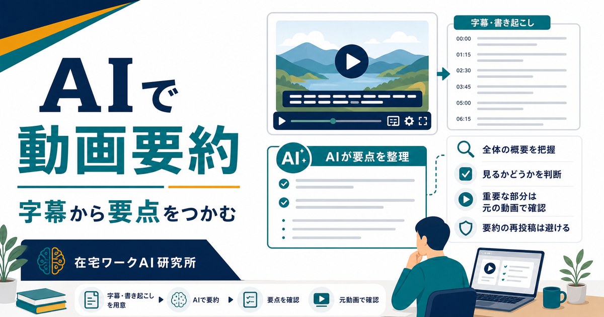 AIで動画・YouTubeを要約する方法｜長い動画の要点を効率的につかむコツ